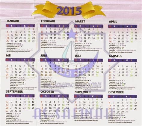 Kalender lengkap tahun 2017 beserta hari libur nasional dan cuti bersama berdasarkan keputusan bersama kementrian terkait. Kalender Tahun 2015 Lengkap | Terbaru 2020