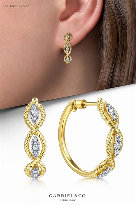 14k Yellow Gold Twisted Layered 20mm Diamond Hoop Earrings Diamond