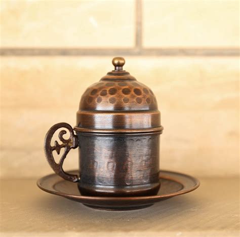 Handmade Copper Turkish Coffee Espresso Tea Cup With Saucer Petagadget