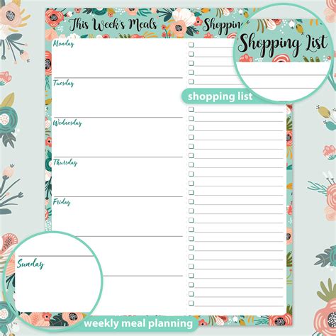 Weekly Meal Planner Grocery List Magnetic Notepads X Meal