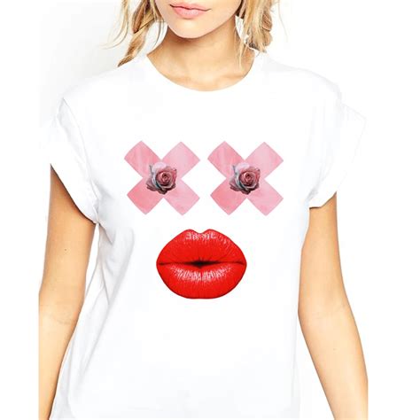 Buy Teeheart Eyes Kiss Lips Lipstick Rouge Pretty Art Print T Shirt Tops