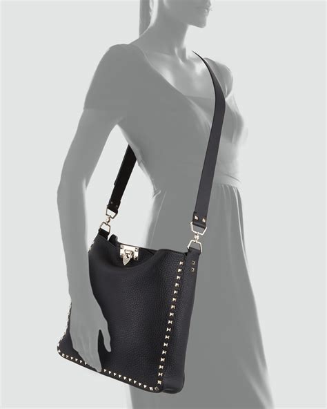 Valentino Rockstud Flip-Lock Messenger Bag, Black
