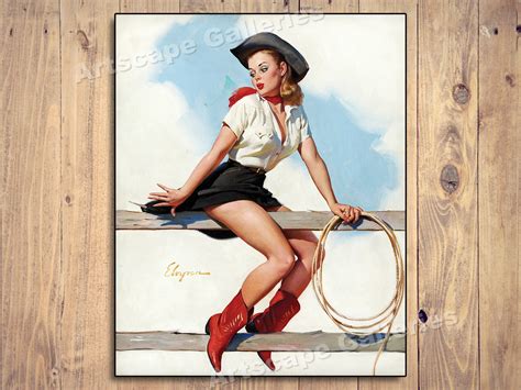 Hi Ho Sliver Vintage Style Elvgren Pinup Girl Poster Cowboy Etsy