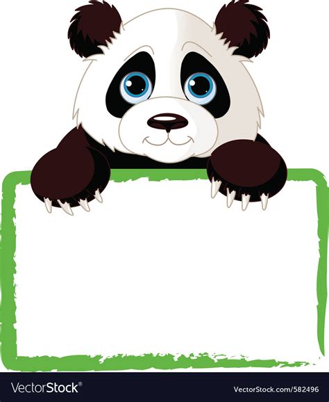 Adorable Panda Looking Over A Blank Sign Vector Image