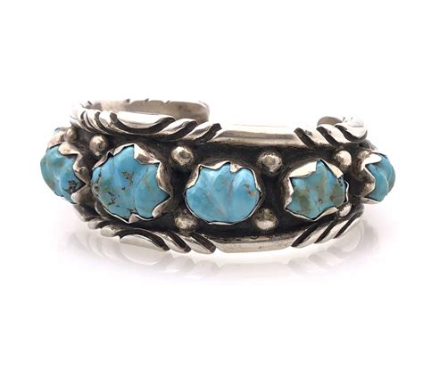 Lot BENSON YAZZIE NAVAJO STERLING TURQUOISE NUGGET CUFF