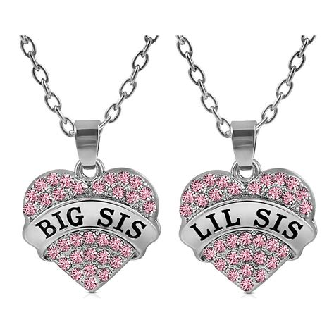 Sheridanstar Big Sister And Little Sister Jewelry Ts Sister Heart Necklace T Set Of 2