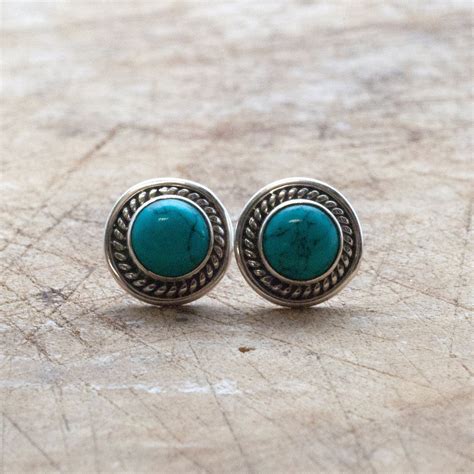 Turquoise Earrings Small Turquoise Stud Earrings By SunSanJewelry