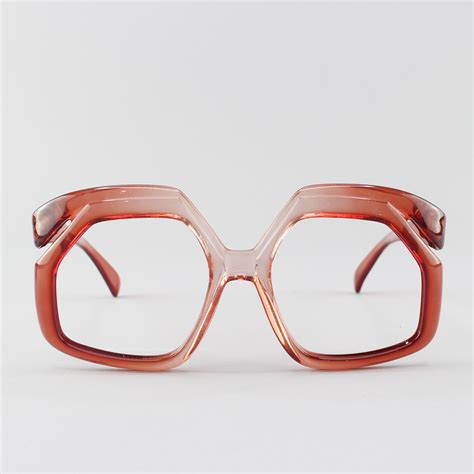 Vintage Eyeglasses | Oversized 70s Glasses | Clear Red Frame | 1970s ...