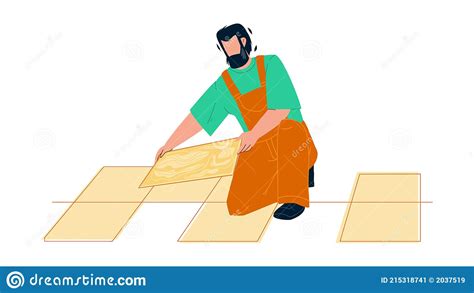 Tiler Man Installing Ceramic Floor Tiles Vector Stock Vector