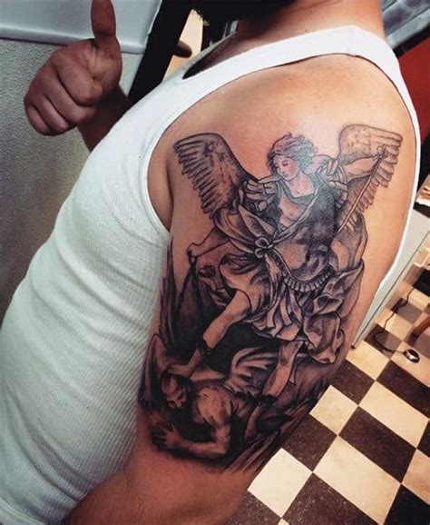 Michael tattoo that features angelic imagery will be gorgeous on anyone. 75 St Michael Tattoo Designs For Men - Archangel And Prince