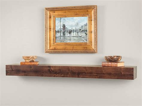 Wallace Floating Wood Mantel Shelf Pecan Color 60 Inch Beautiful Wooden Rustic