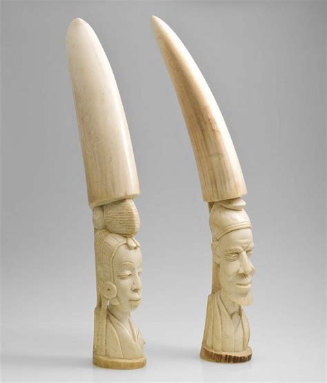 Pair Carved African Ivory Bust Tusks May 19 2013 Burchard