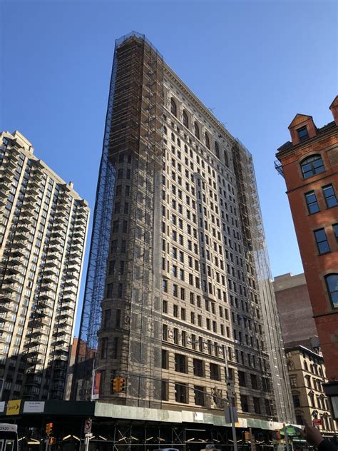 Scaffolding Assembly Begins On The Flatiron Building For Exterior