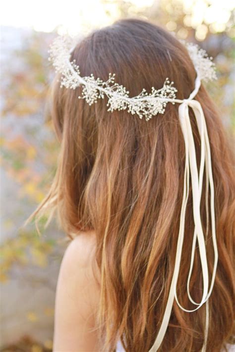 Babys Breath Crown Ivory Bridal Headband Wedding Hairpiece 3000