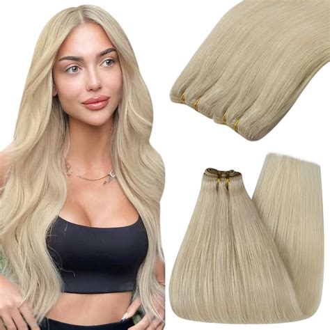 Youngsee Blonde Sew In Hair Extensions Real Human Hair 14inch 60a Blonde Weft Hair