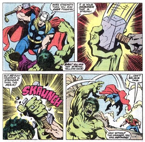 The Incredible Hulk Smashes Thors Hammer By Sal Buscema Marvel