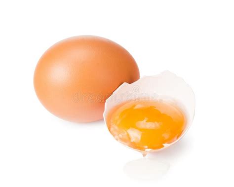 Broken Yolk Of A Boiled Egg Isolated On A White Background Top View