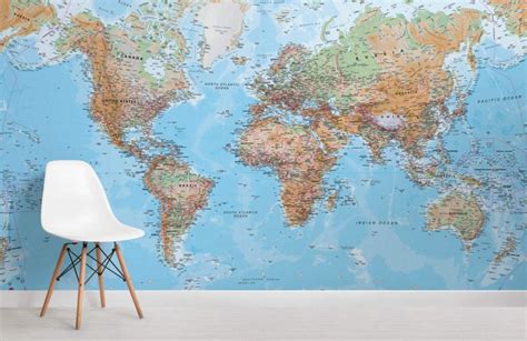 Physical World Map Wallpaper Mural Hovia In World Map Images The Best