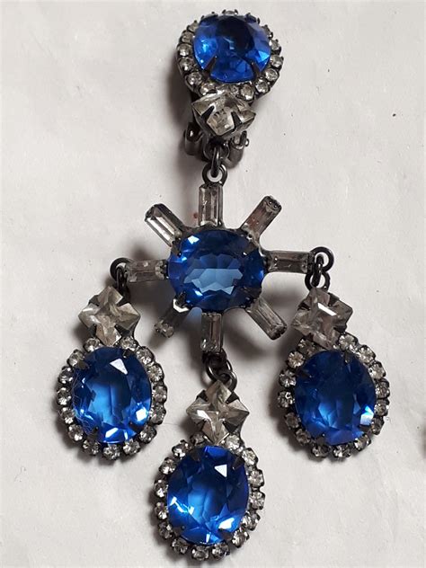 Lawrence Vrba Chandelier Earrings Royal Blue Unfoiled Etsy Uk