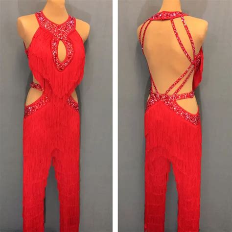 Buy Latin Dance Dress Women Red Sexy Backless Dance Dresscha Cha Rumba Samba