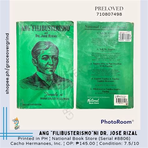 Preloved Book Ang Filibusterismo Ni Dr Jos Rizal Tinagalog Ni