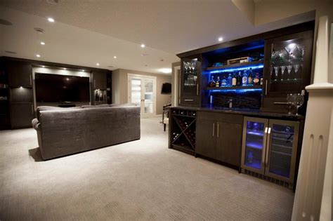 It is a combination bar and arcade. Zebedee Home Renovation - Contemporary - Basement ...