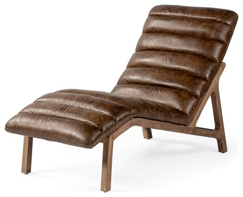 Pierre Genuine Leather Armless Chaise Lounge Chair Transitional Indoor Chaise Lounge Chairs