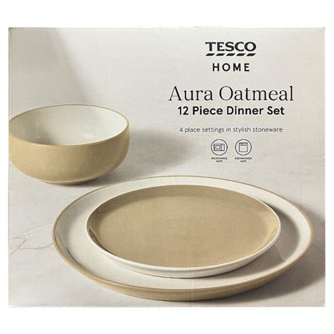 Tesco Aura Dinner Set Oatmeal 12 Pcs Tesco Groceries