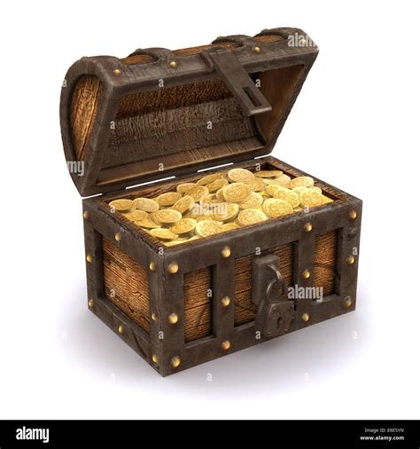 3d Render Of An Open Treasure Chest Full Of Gold Stock Photo Alamy