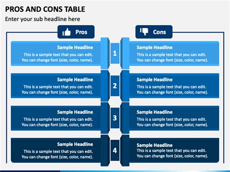 Example Of Pros And Cons Comparison Table Powerpoint