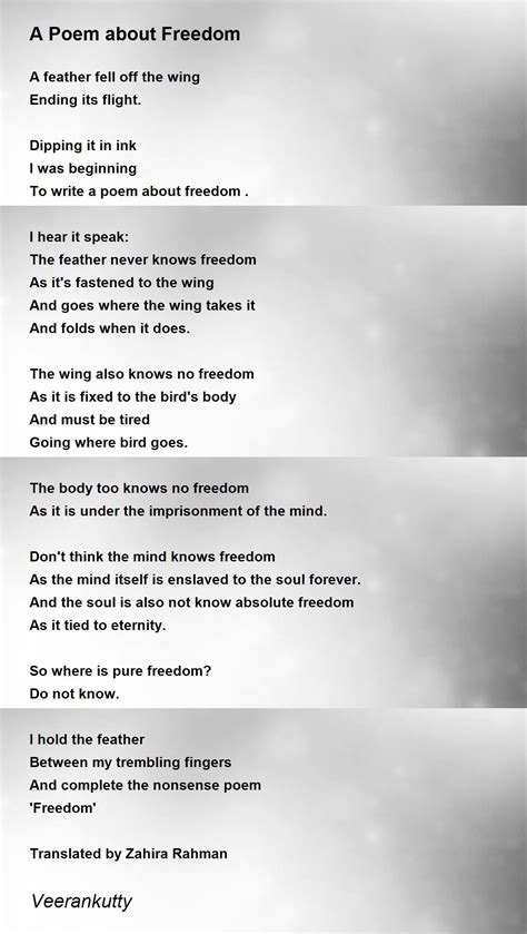 A Poem About Freedom By Veerankutty A Poem About Freedom Poem