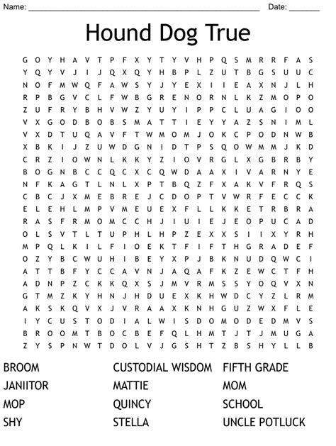 Hound Dog True Word Search Wordmint