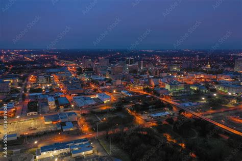 Jackson Mississippi Usa Night City Photo Aerial View Stock Photo