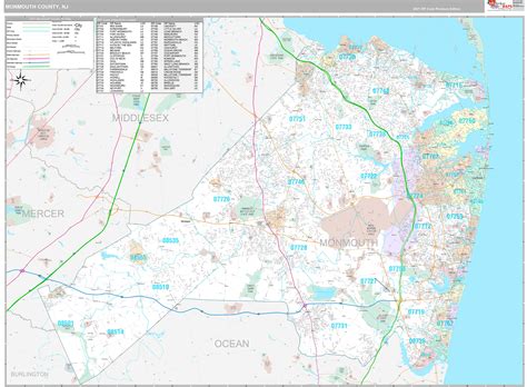 Monmouth County, NJ Wall Map Premium Style by MarketMAPS - MapSales