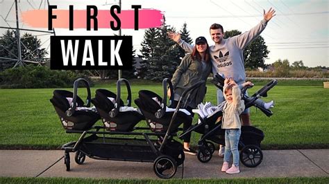 First Walk Wtriplets And 2 Toddlers Insane Stroller Youtube