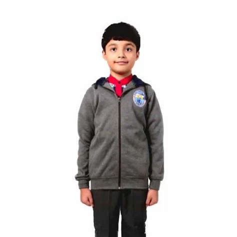Blue And Grey Cotton And Polyester Junior Boys Winter Uniforms At Rs