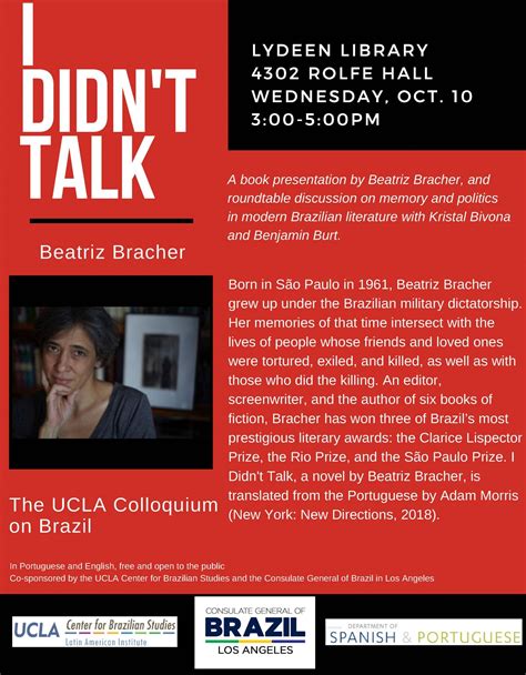 I Didn't Talk by Beatriz Bracher - Spanish & Portuguese Department - UCLA