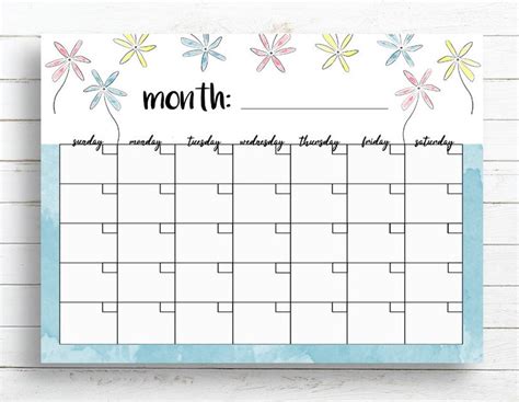 Blank Monthly Calendar Calendar Flowers Printable Monthly