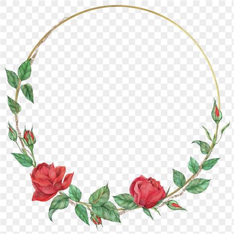 Rose Gold Circle Flower Circle Flower Border Red Flowers Red Roses
