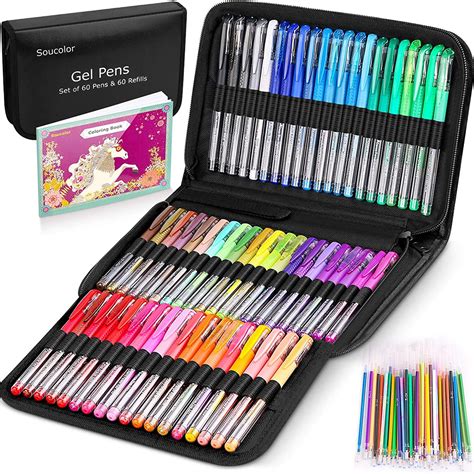 gel pens for adult coloring books 122 pack artist colored marker pens set with 40 more ink