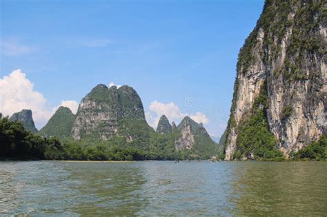 Famous Karst Mountains At Li River Near Yangshuo China Stock Image