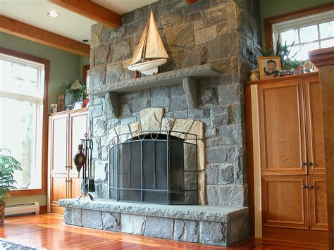 The fireplace insert was also replaced to a new one with herringbone brick pattern inside. Natural Stone Fireplaces | Adirondack Granite Mantles ...
