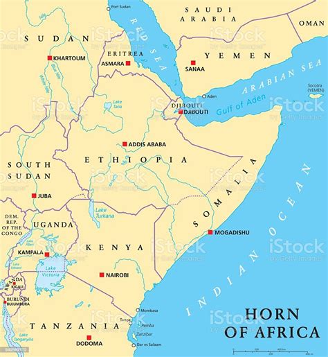 Horn Of Africa Political Map Stock Vector Art 540589720 Istock