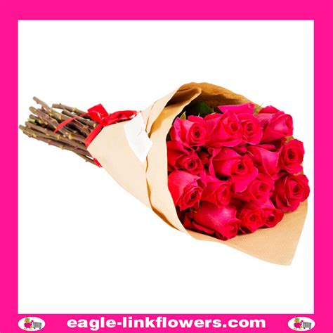 Hot Pink Roses Bouquet Monofloral Bouquets Eagle Link Flowers
