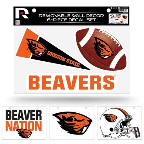 Oregon State Ncaa Beavers Set Of 6 Removable Wall Decal Stickers
