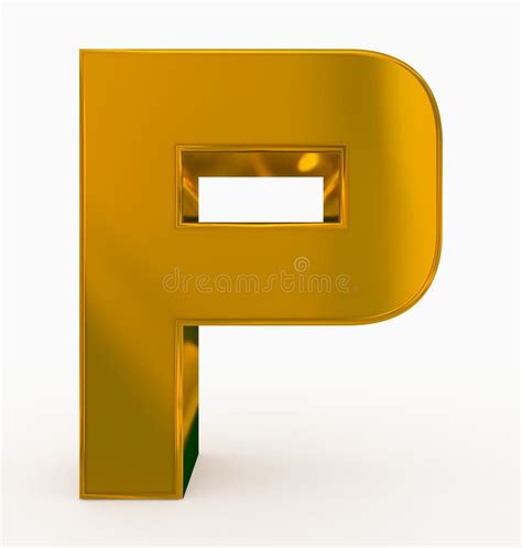 Letter P 3d Cubic Rounded Golden Isolated On White Stock Illustration