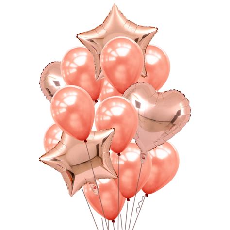 Buy 12pcs Rose Gold Birthday Balloons 18 Inch Peach