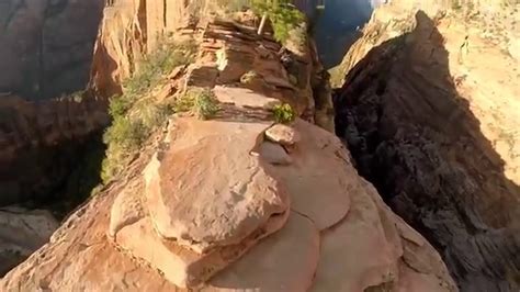 60 Seconds Of The Scariest Hike In The Us Angels Landing Youtube