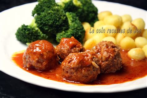 Le coin recettes de Jos BOULETTES DE BOEUF AU RIZ EN SAUCE TOMATE