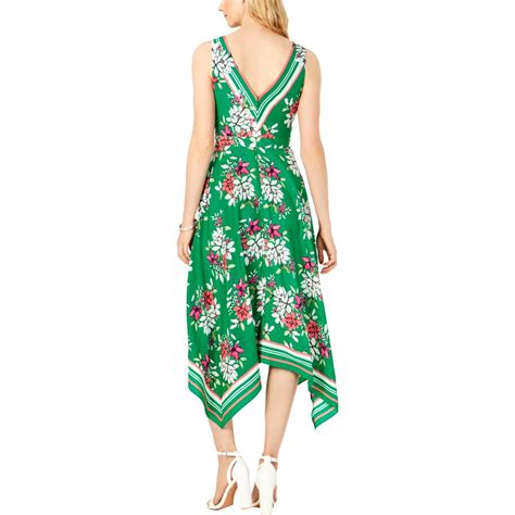 Vince Camuto Womens Floral Print Sleeveless Midi Dress